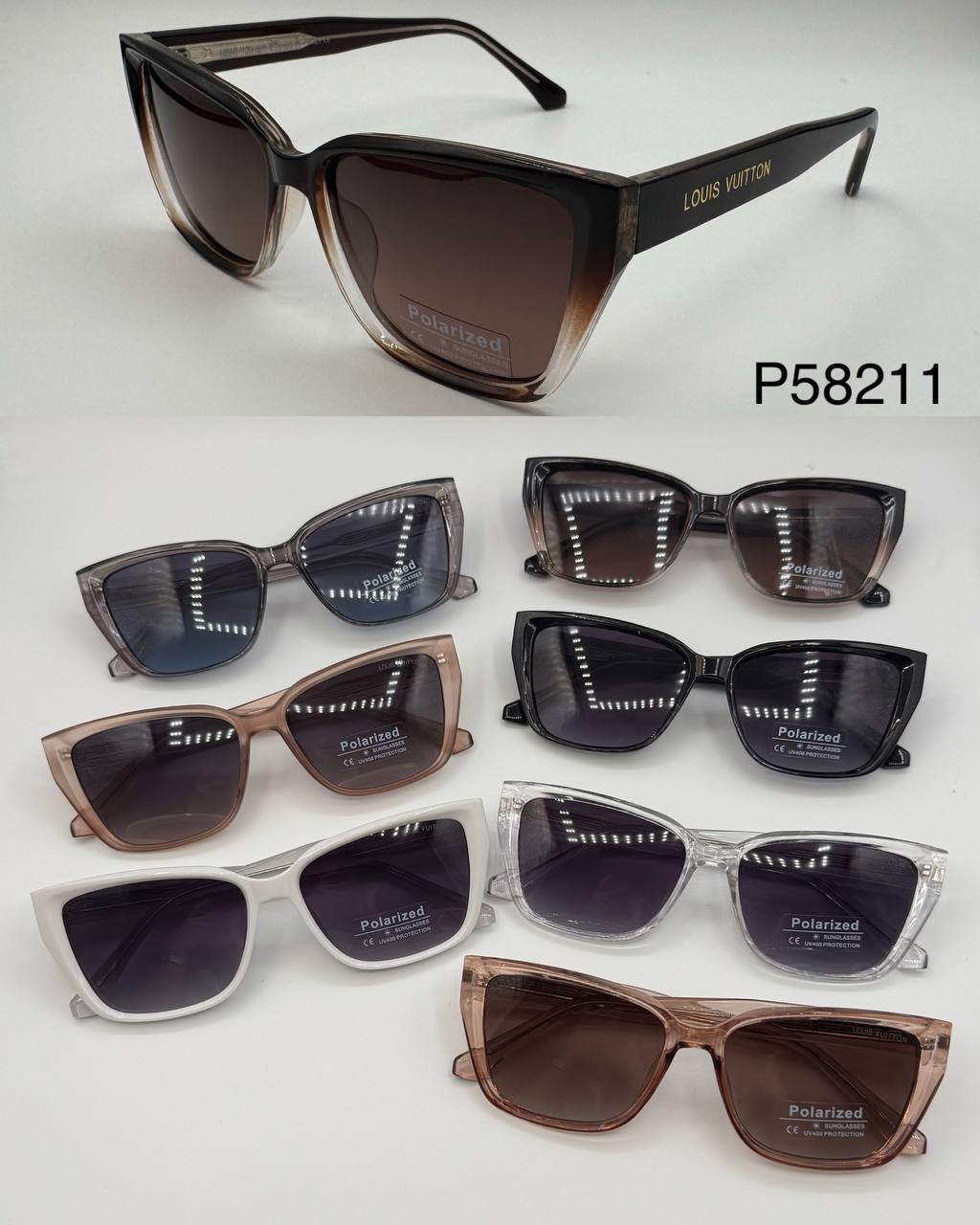 عینک آفتابی زنانه پلاریزه کائوچو دسته سیم لویی ویتون LOUIS VUITTON مدل 58211