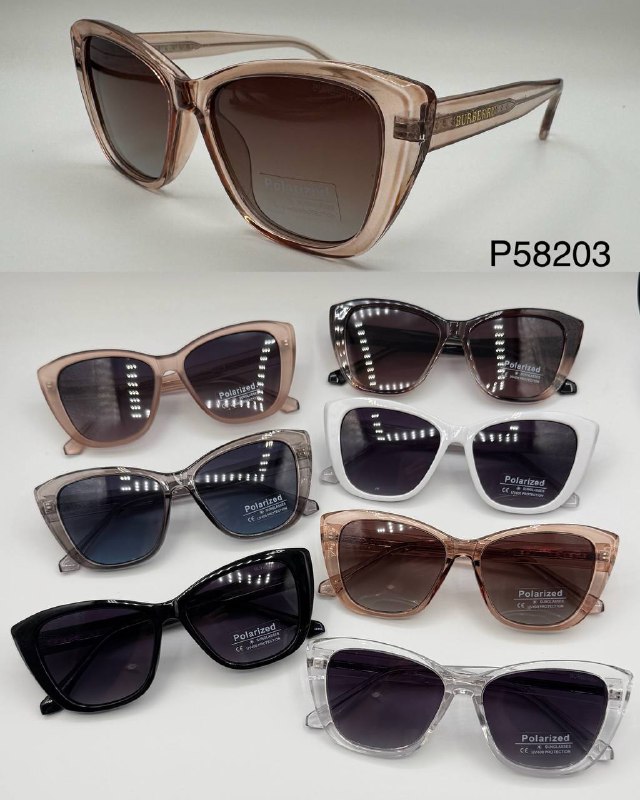 عینک آفتابی زنانه پلاریزه کائوچو دسته سیم بربری BURBERRY مدل 58203