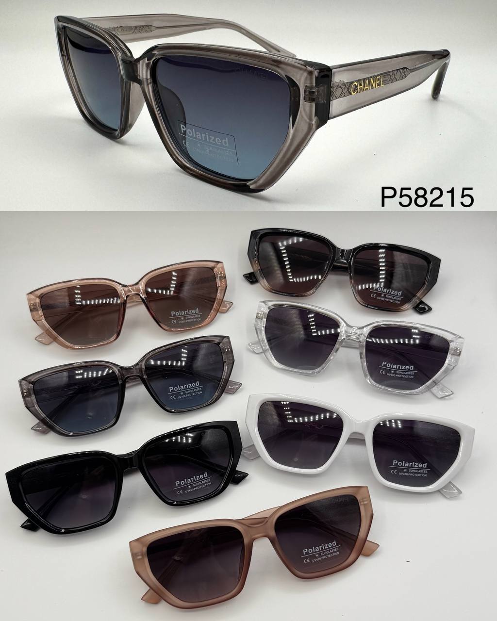 عینک آفتابی زنانه پلاریزه کائوچو دسته سیم شنل CHANEL مدل 58215