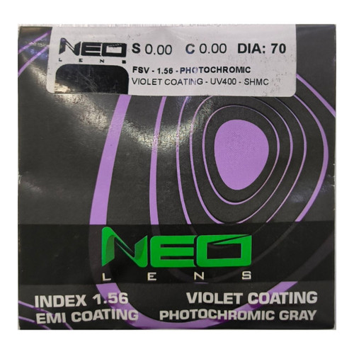 عدسی فتوکرومیک دود با آنتی رفلکس بنفش (Photochromic Violet) 1.56 برند NEO