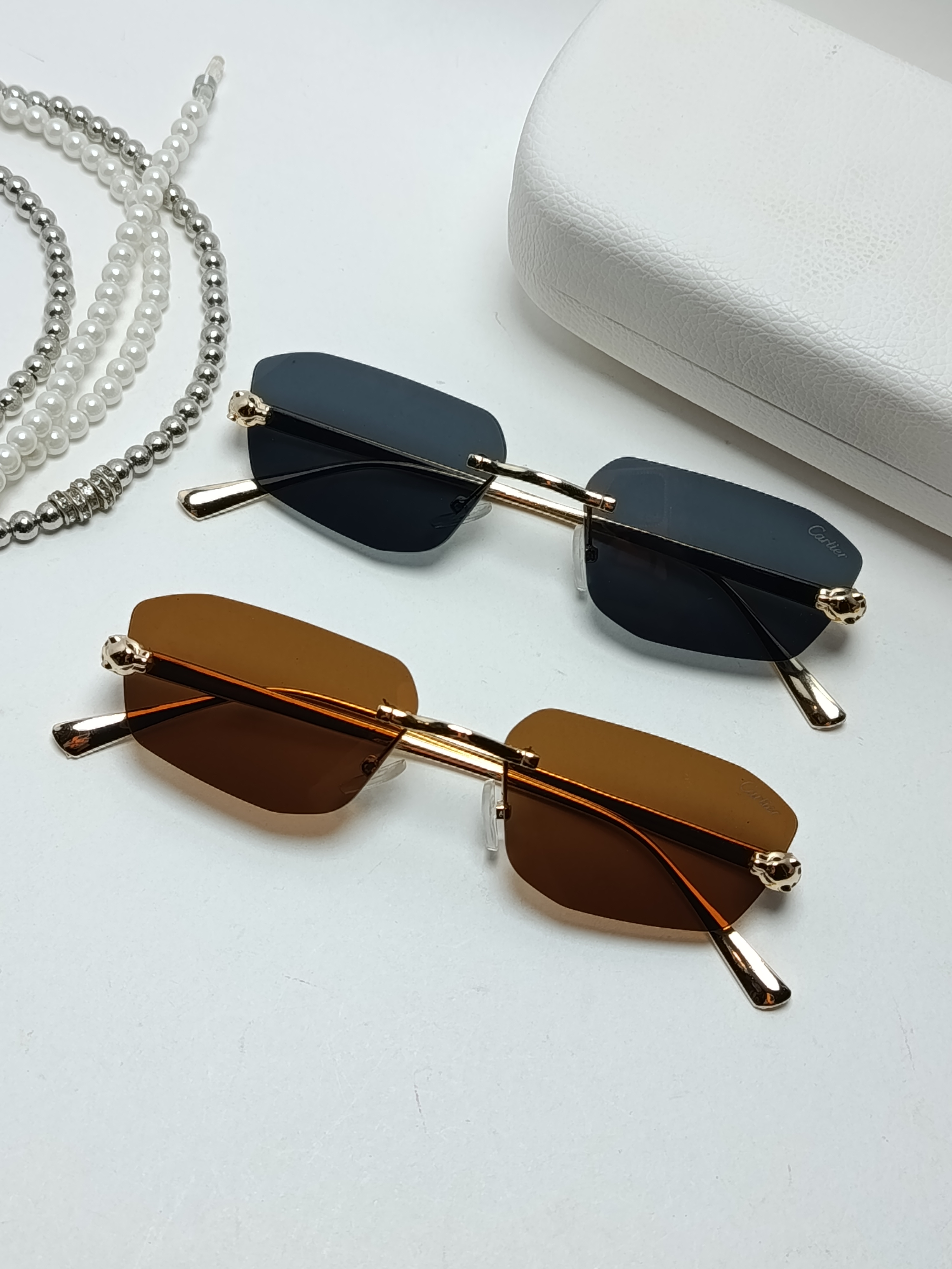عینک آفتابی فانتزی فلزی Cartier